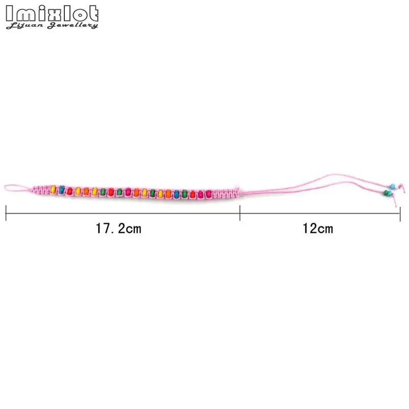 10pcs/lot Colorful Wood Beads Weave Rope String Children Girl Friendship Bracelets - Image 5