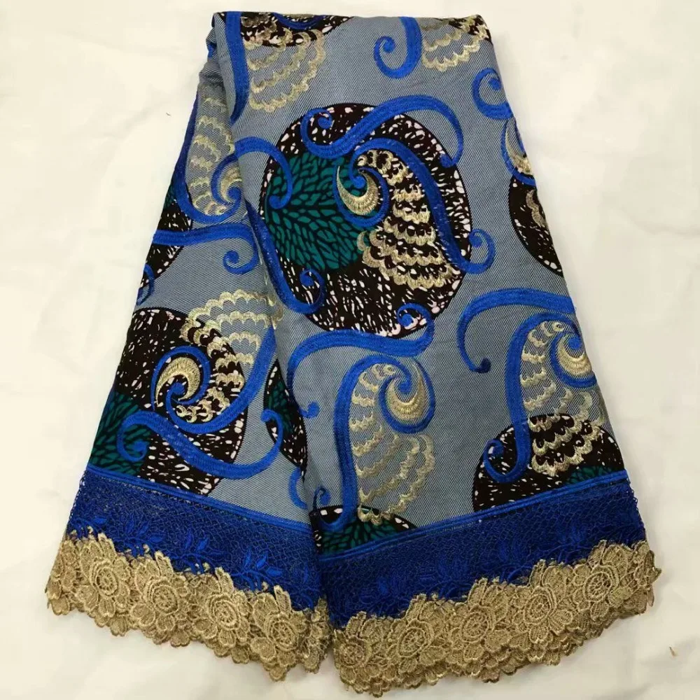 

New arrival african high quality embroidery french lace fabric mix multicolor Holland wax with beads for woman clothing!OT-3827