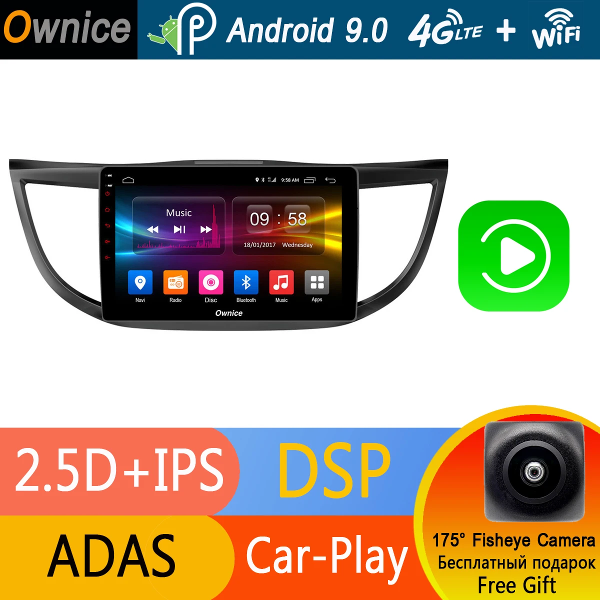 Excellent 10.1" IPS Octa 8 Core Android 9.0 For Honda CRV CR-V 2012 2013 2014 2015 2016 Car DVDRadio Player 4G RAM+32G ROM DSP CarPlay 0