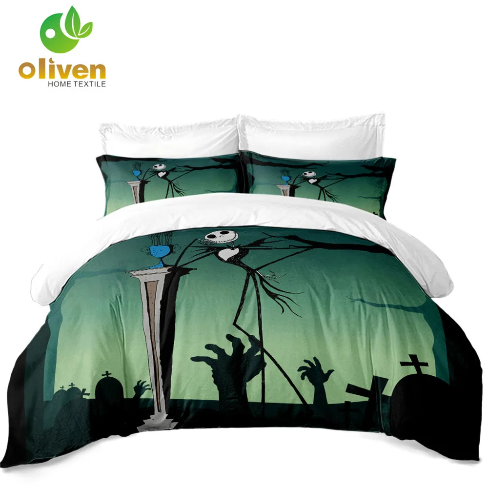 Horrible Zombie Bedding Set Halloween Skeleton Duvet Cover Set 3d