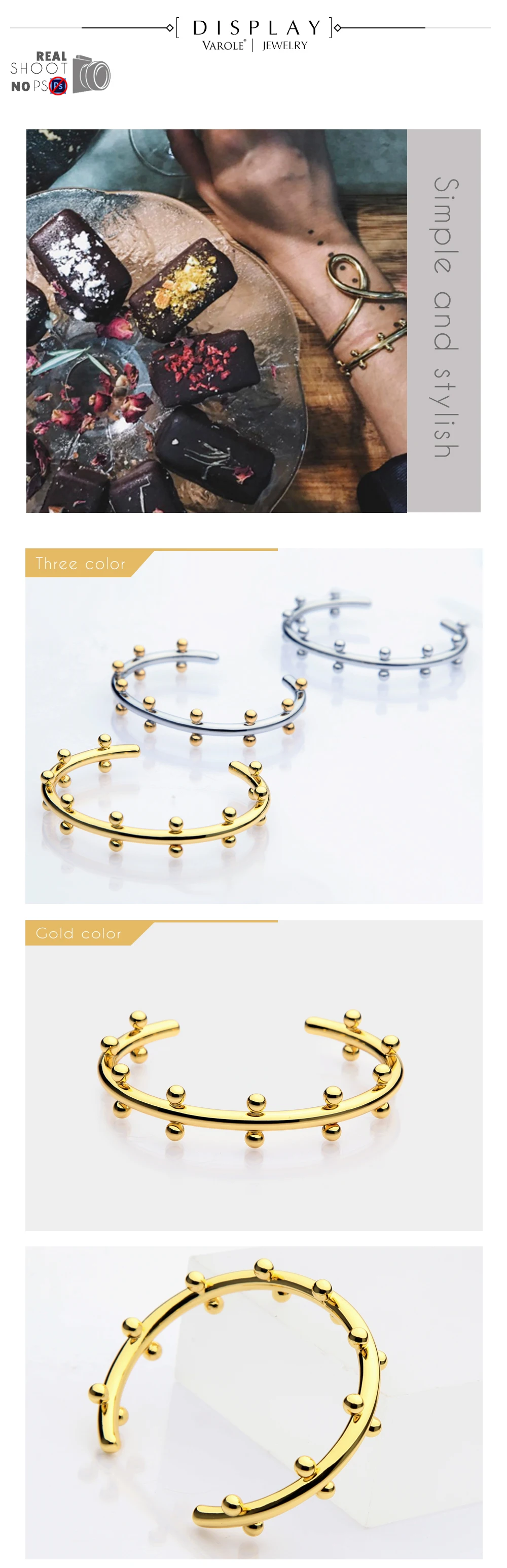 Браслет VAROLE Noeud, браслет золотого цвета, манкетный браслет, браслеты с металлическими бусинами, браслеты-манжеты и браслет для женщин, ювелирные изделия Pulseiras