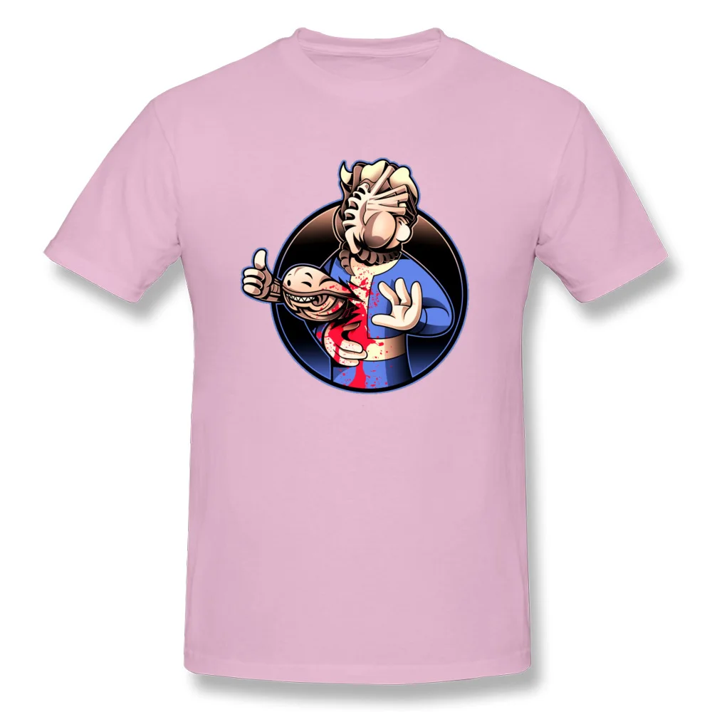 Alien Boy 100% Cotton Tops Shirt for Men Printed On T Shirt Fitness Tight Brand New Round Neck Top T-shirts Short Sleeve Alien Boy pink
