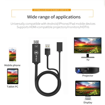 

New Universal USB to HDMI Cable Bluetooth AV Sync Audio Video Adapter For iPad for iPhone X XS MAX XR 6s 7 8 Plus Android Phone