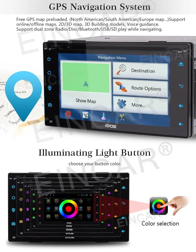 Top Android 6.0 Double two 2Din Car DVD gps Player GPS Car Stereo Navigation Vehicle Auto Radio Support WiFi Mirror Link OBD2+Camera 4
