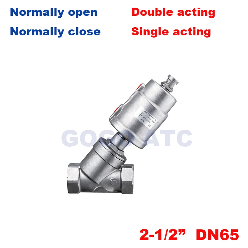 180C Pneumatic angle seat valve double acting stainless steel actuator