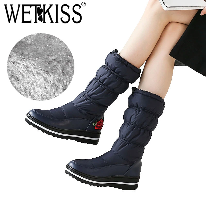 WETKISS/зимние сапоги до середины икры женские на платформе зимняя теплая хлопковая
