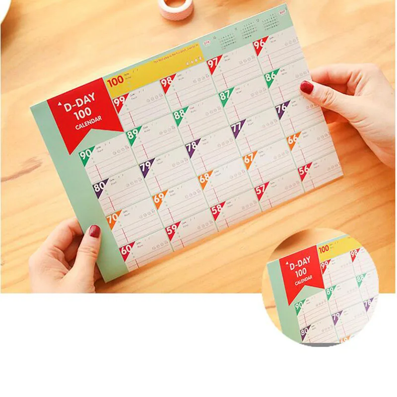 

Schedule 100 Days Countdown Daily Weekly Monthly Calendar Target Organizer Work Fitness Schedule Life Self-Discipline Table 2pc