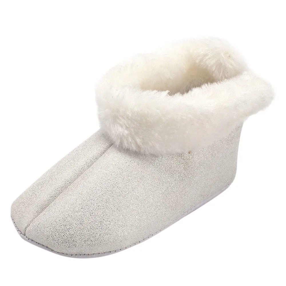 Рождественская зимняя обувь для новорожденных девочек и мальчиков; шикарная теплая зимняя обувь с ворсом и мягкой подошвой; обувь из хлопка; детская теплая обувь