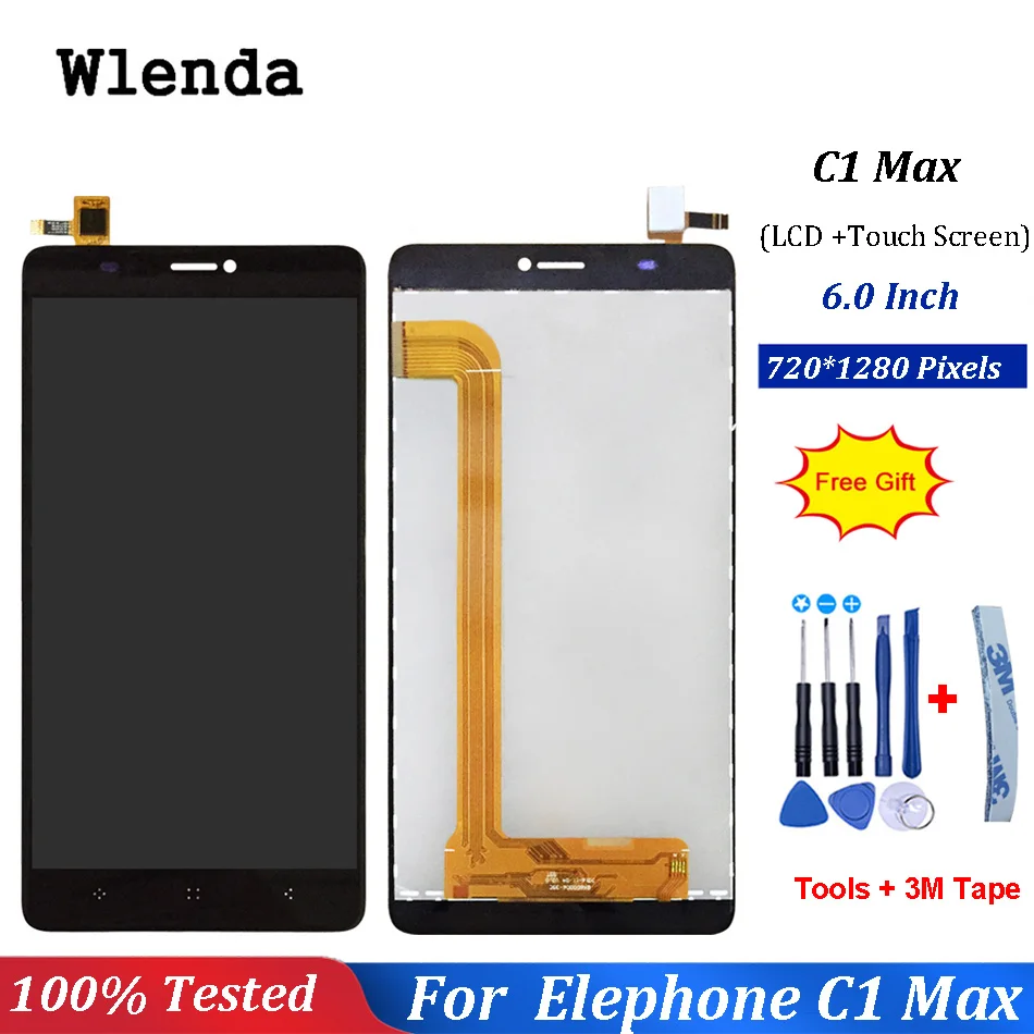

Black For Elephone C1 Max LCD Display and Touch Screen Assembly Screen Digitizer Replacement For C1 Max Mobile Accessories+Tools