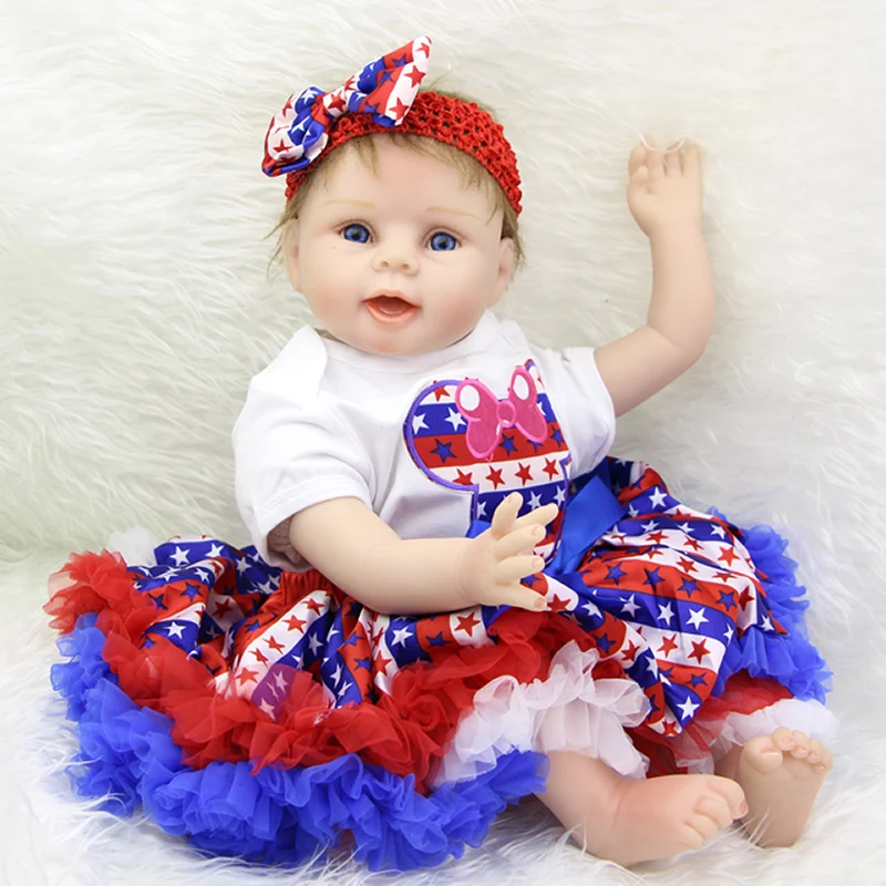 

So Truly Real 22 Inch Soft Silicone Lifelike Reborn Babies Realistic Newborn Girl Dolls With Dress Kids Birthday Xmas Gift