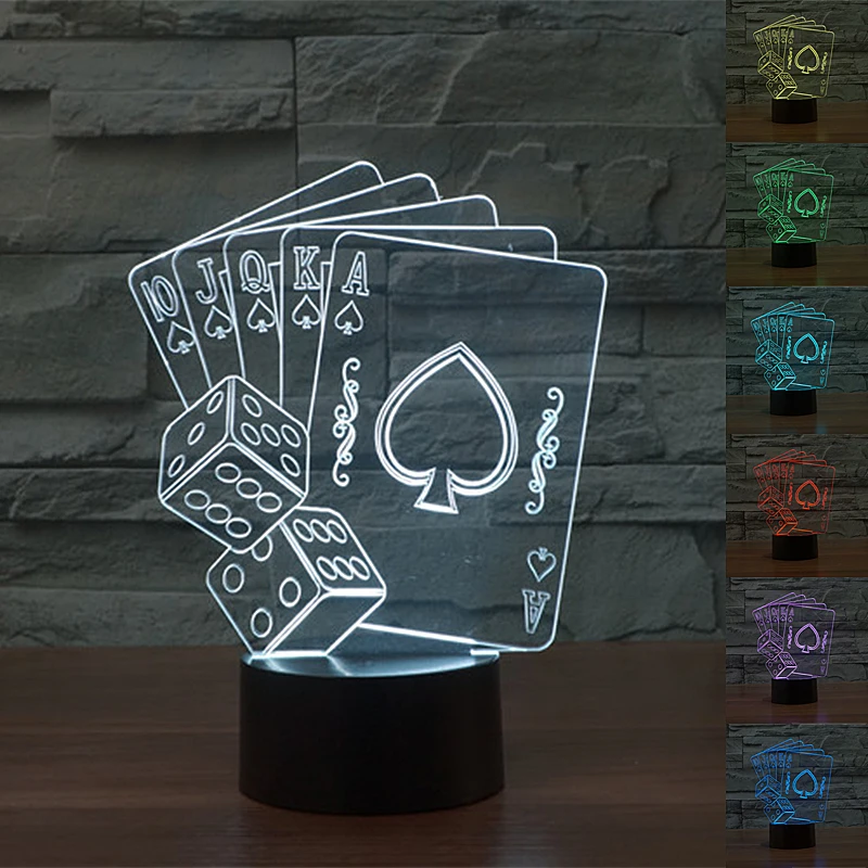 

Colorful USB Dice&Poker Table Lamp Luminaria LED Night Light Remote Switch Decorative lighting Atmosphere lamps
