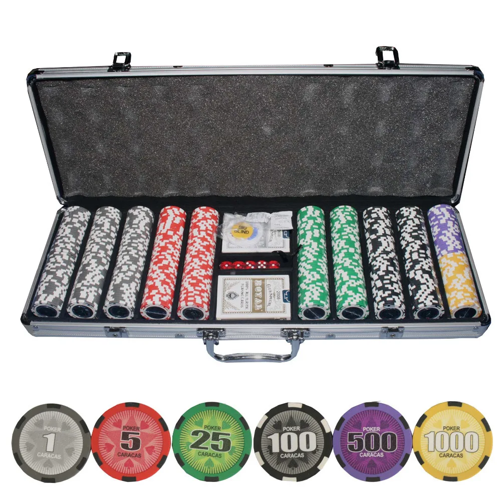500 Count Aluminum Poker Chips Set Storage Case New 