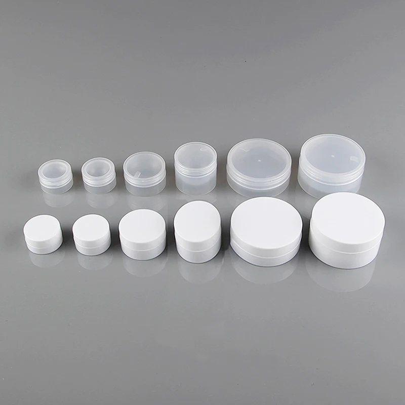 

100pcs 3g/5g/10g/20g/30g Empty Cosmetic Container ,Small Plastic Pot Jar For Sample Jar skincare packing , Solid Perfume Can