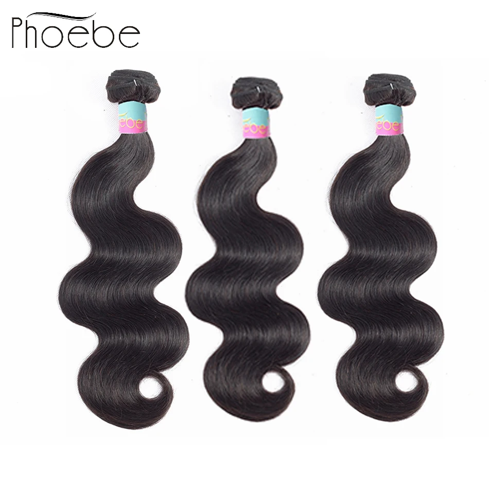 Phoebe Hair Malaysian Body Wave Hair Extensions Bundles 100% Human Hair Weave Non Remy Natural Color Buy 3 or 4 Bundles 