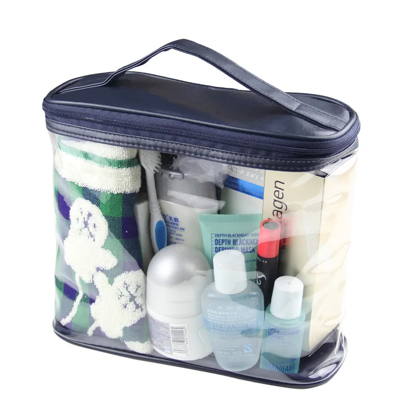  Portable Clear Toiletry Case Makeup Bag Shower Wash Bag Transparent PVC Pouch Handbag Storage Organ