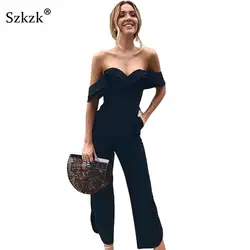 Szkzk 2018 летние пляжные Комбинезоны для малышек для женщин s комбинезон длинные брюки девочек модные, пикантные с открытыми плечами