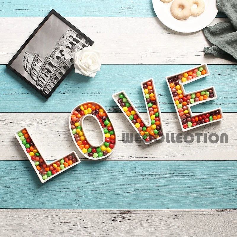 Assiettes A Bonbons En Ceramique Avec Lettres D Amour Pour Table A Bonbons Assiette A Dessert Mariage Bar A Bonbons Idees Decoration De Reception Cadeau Pour Bebe Mariage Aliexpress