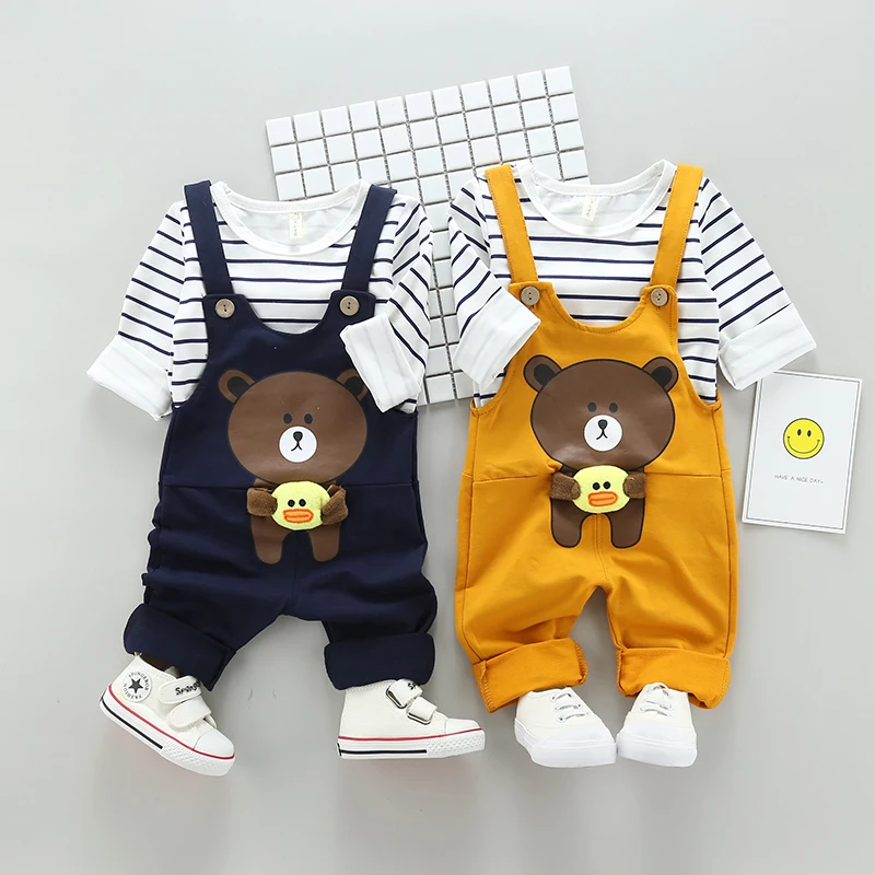 

Spring Sport Outside Set Baby Bear Suite Set School Uniforms Performance T Shirt+ Bib Boy Girl Clothes T-38