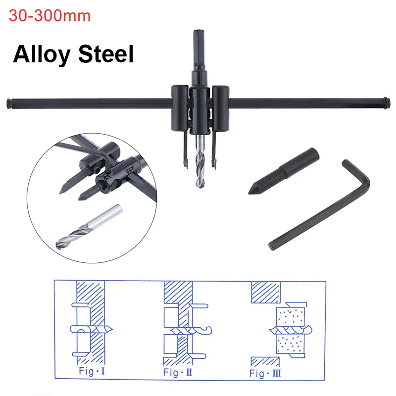 Сплав Регулируемый Круг отверстие резак набор с деревянным отверстием пила Металл сверло резак 30 мм-200 мм сверло инструменты для деревообработки