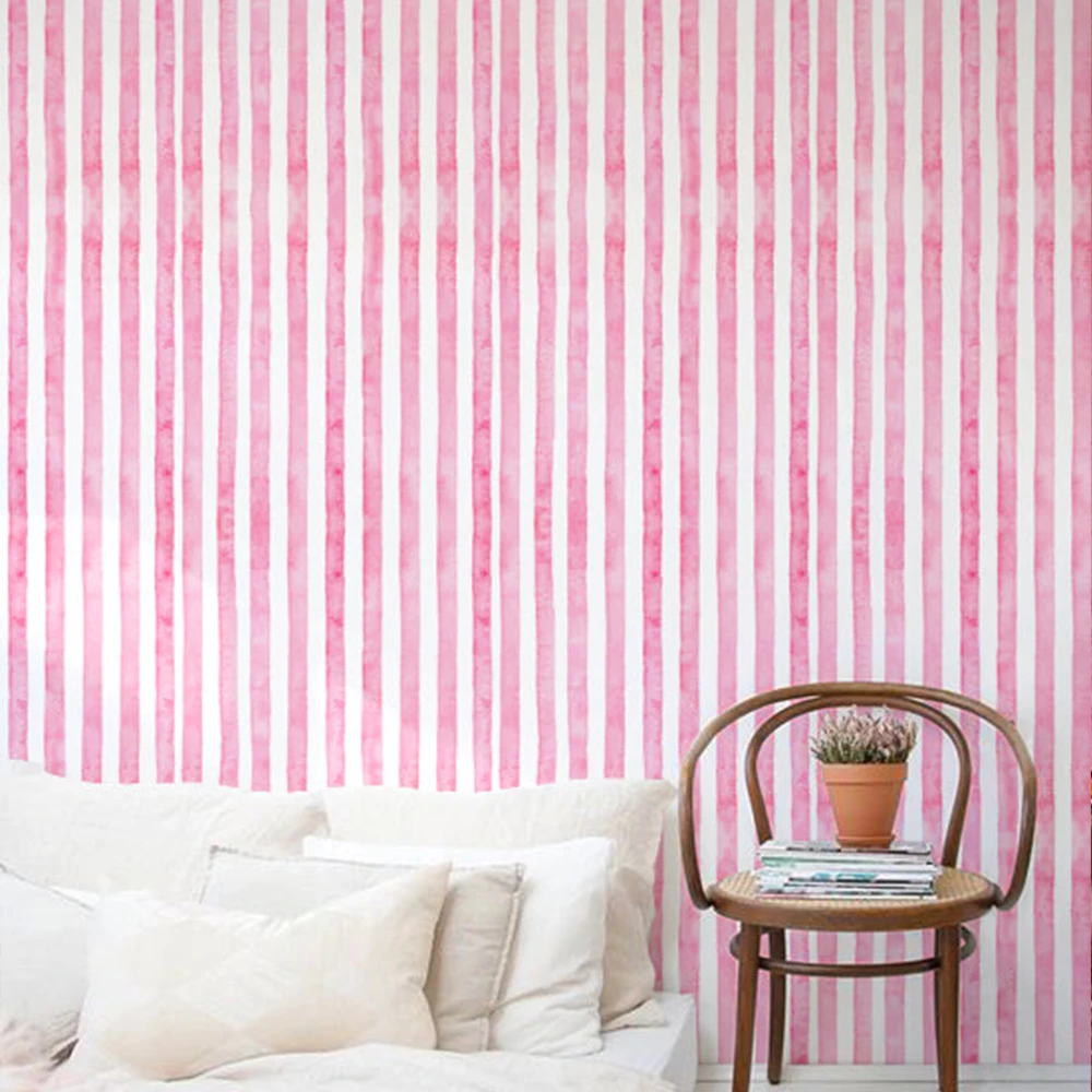 Funlife 6 sheets/pack 36pcs Pink Watercolor Strip Decals Wall Sticker