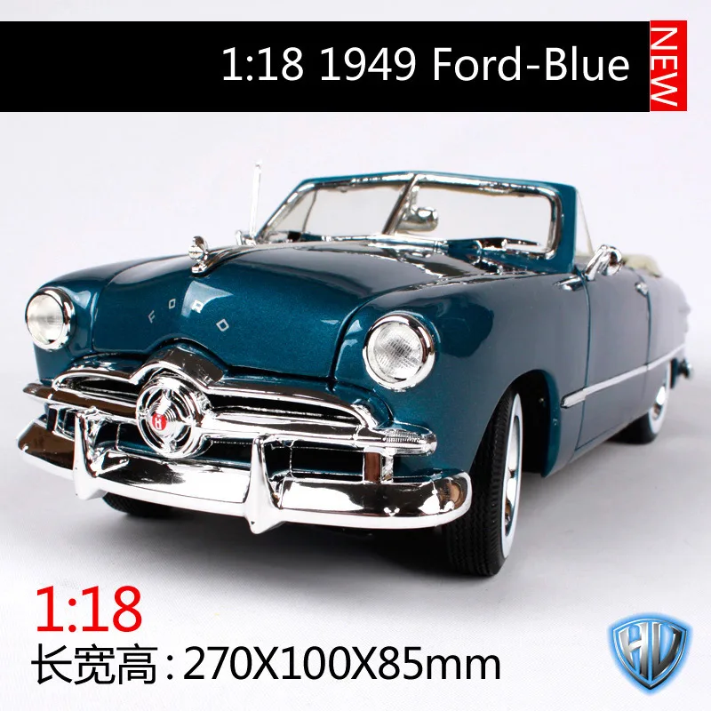 Maisto 1:18 1949 ford серый синий старый автомобиль литья под давлением 270*100*85 мм роскошная винтажная модель автомобиля с открытым верхом автомобильный коллекционный 31682 - Цвет: blue car model