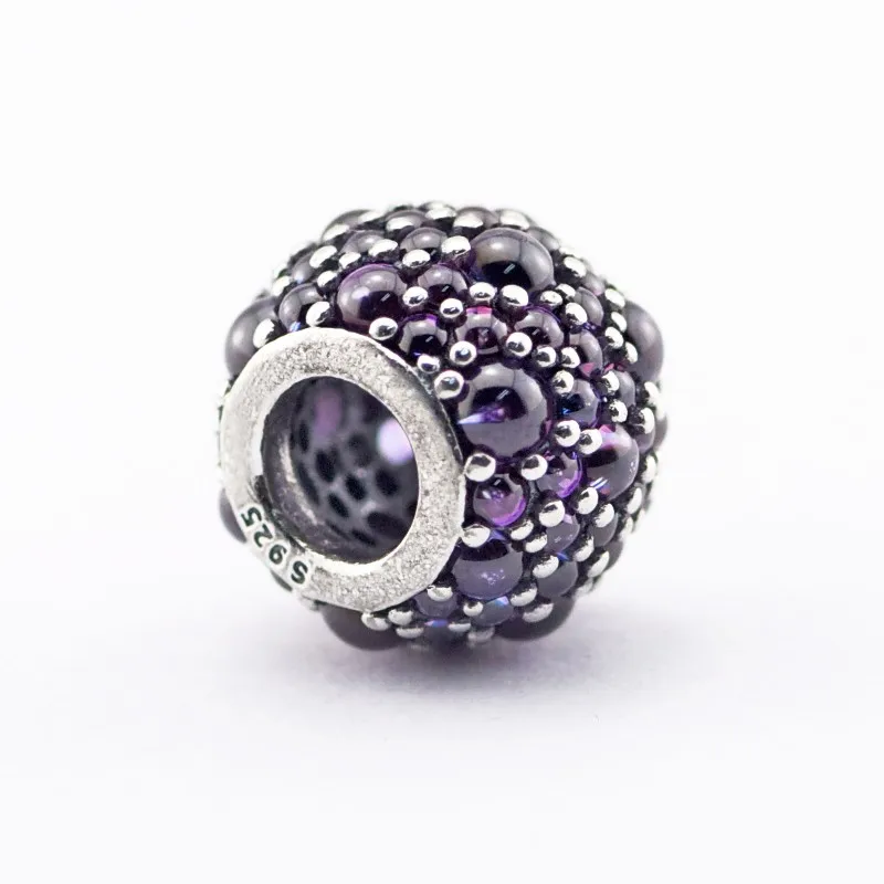 

CKK Fits Pandora Charms Bracelet 925 Sterling Silver Purple Shimmering Droplets Charm Beads for Jewelry Making Berloque