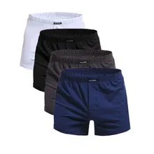 Мужские боксеры, хлопковое Мужское нижнее белье, 4 шт./лот, одноцветные мужские трусы-боксеры с эластичным поясом, свободные мужские шорты, L, XL, XXL, XXXL