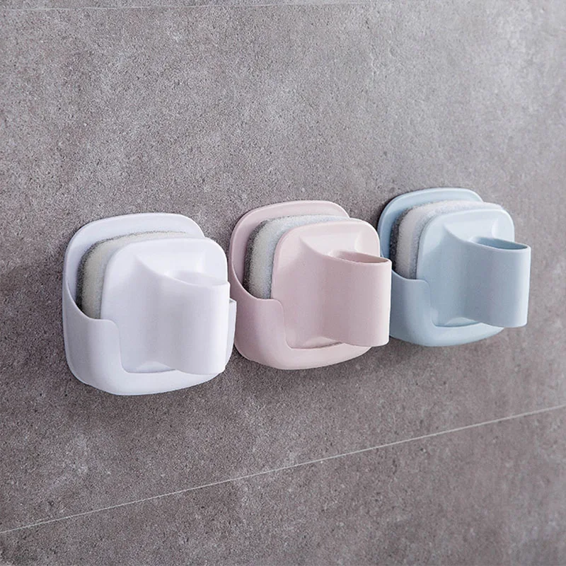 

Cleaning Brush Holder 1 Set Sponge Dishwashing Brushes Storage Rack Plastic Wall-Mounted Pot Clean Brush Magic Sponge Eraser