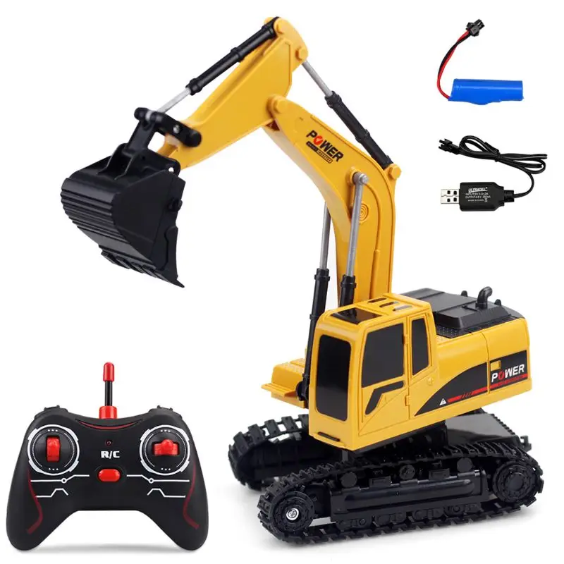 

RC Truck 2.4G 1:24 Remote Control Excavator Vehicle 6 Channels Charging Model Toys LED Light Simulation Sound