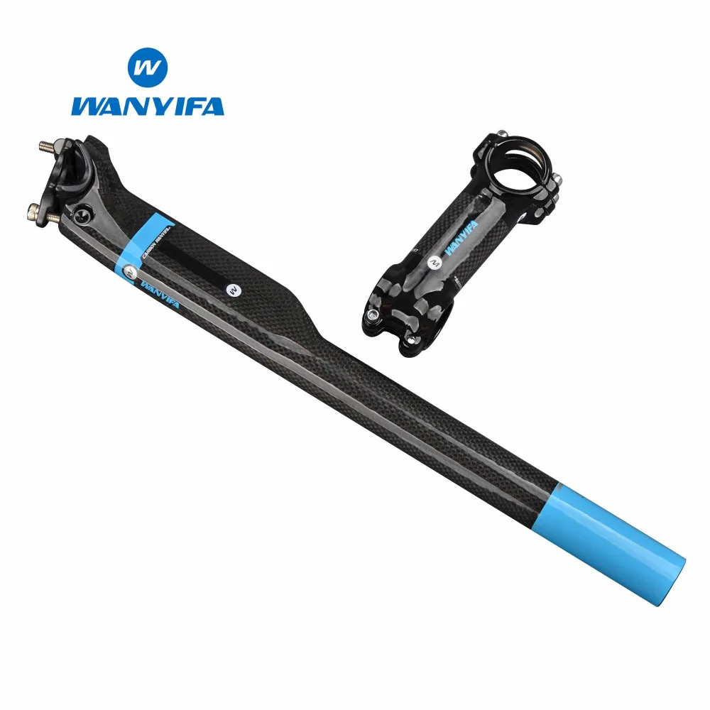 

New Blue Back Carbon Seatpost 27.2/30.8/31.6*400mm Carbon Bike Cycling Parts MTB/Road Aluminum alloy Carbon Stems 6 Degree Stem