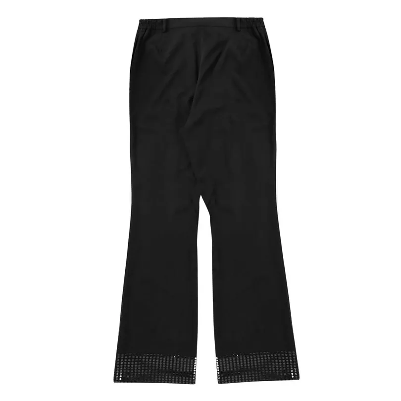 Adult Mens Disco Pants with Sequin Cuff Bell Bottoms Ballroom Dancewear Flared Trousers Male Modern dance bell-bottom trousers