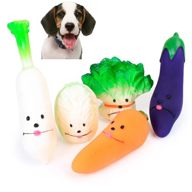 Dog Puppy Chew Toy Squeaky Plush Sound Cute Vegetable Design Toys X9262