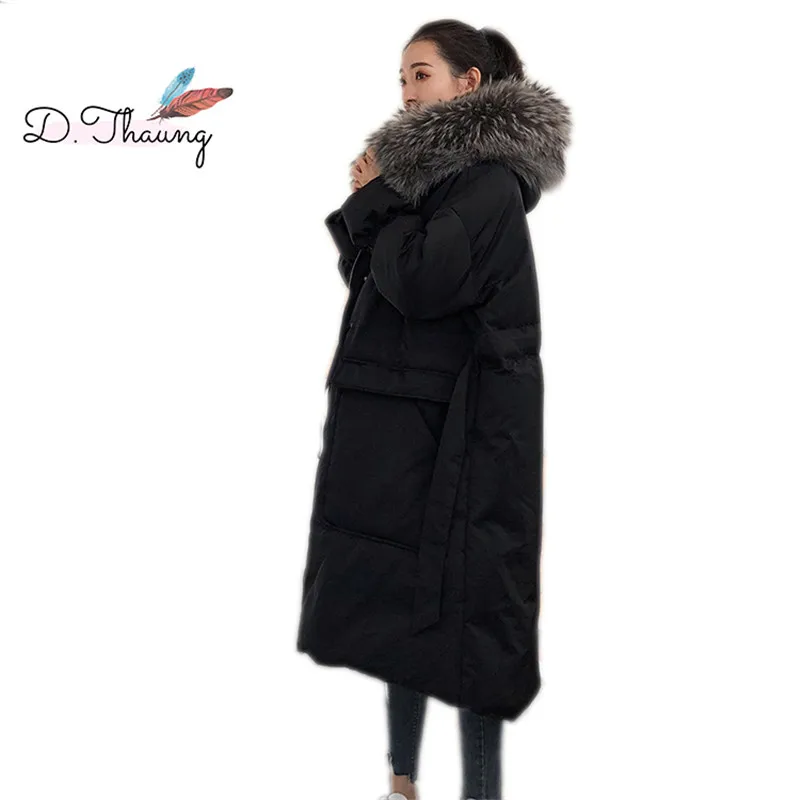 Coat Winter Female 2018 New Medium Long Fur Collar Hooded Women Cotton Loose Quality Thickening Warm Ladies Parkas Cw647 | Женская