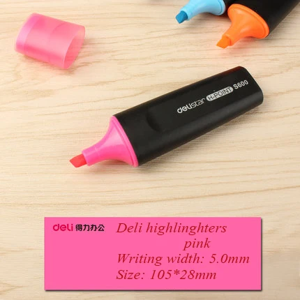 Deli 1 шт. флуоресцентная ручка набор маркер ручка кисть офисные школьные канцелярские модные новые милые оптом 6 цветов высокие зажигалки - Цвет: S600-5 pink 1pcs