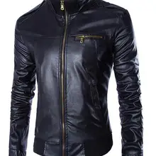 Новинка весны Для мужчин мотоцикл Кожаные куртки мужской моды тонкий Бизнес повседневные пальто брендовая одежда британский стиль, новые дешевые