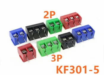 

Free shipping 20Pcs/lot KF301-5.0-2P KF301-3P Pitch 5.0mm Straight Pin 2P 3P Screw PCB Terminal Block Connector Blue GREEN RED