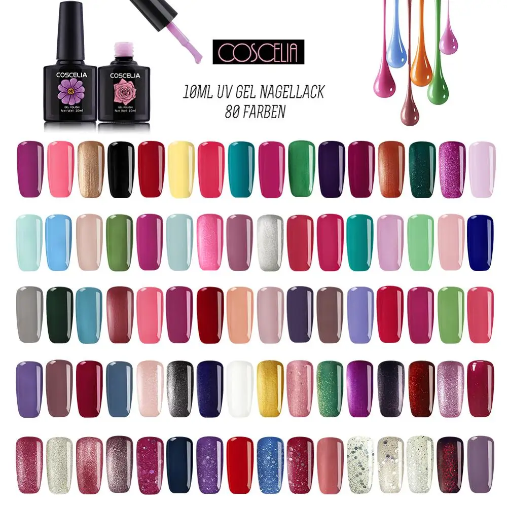 

COSCELIA Gel Nail Polish Kit All 80colors/Set 10ML Manicure Set Soak Off Gel Varnish Hybrid Polish Gel For Nail Art Polish Kit