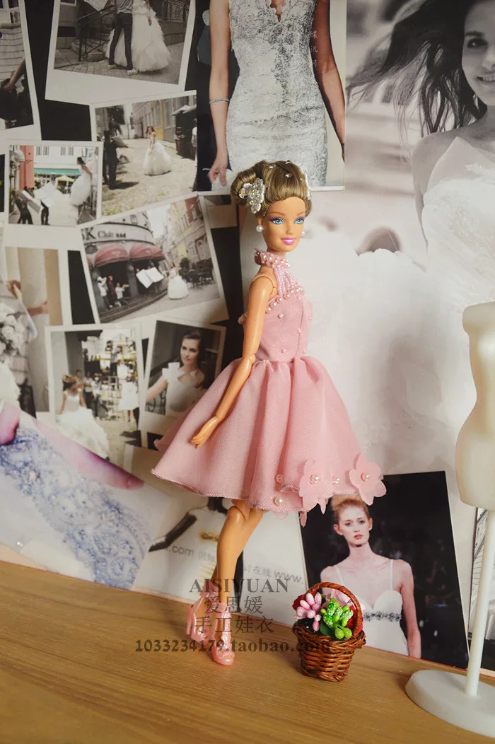 Автономный дизайн, подарки ручной работы для девочек, аксессуары для кукол, вечерний костюм, розовое свадебное платье, одежда для BB Doll BBI00781