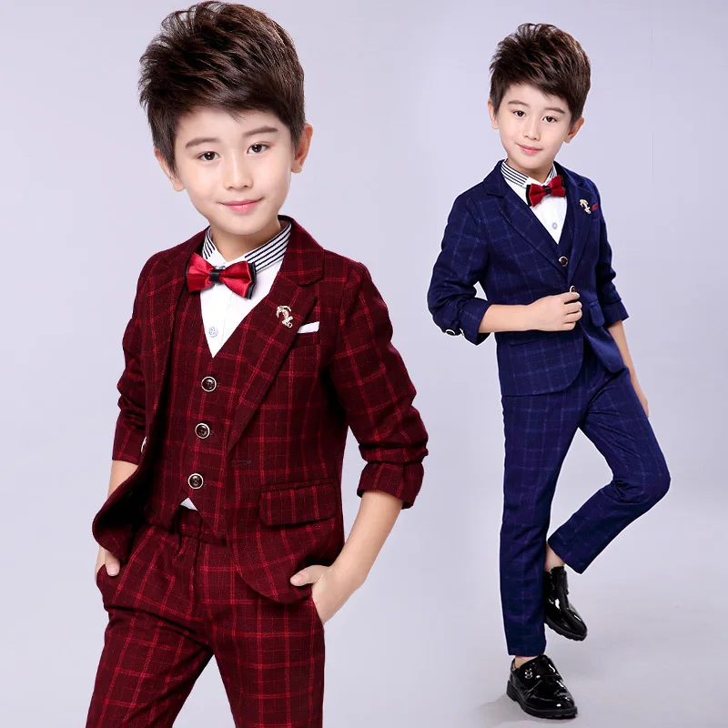 

Kindstraum 2018 Kids 3 PCS Clothing Suits Children Blazer + Pants + Vest Wear Spring Wedding Suits for Boys,RC1755