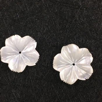 

20mm Carved Shell Flower Beads Charms 5 Petals Mother of Pearl White Shell Drilled Stone Beads DIY Jewelry Accessories