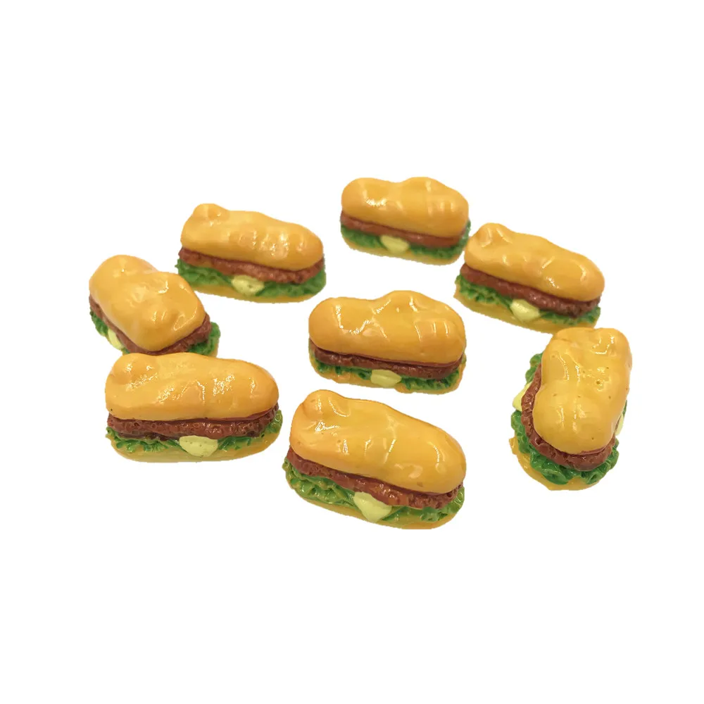 10Pcs/lot Simulation Hamburger Resin Cabochon Flatback Miniature Fake Food Cabochons for Phone Decoration DIY Scrapbooking Craft |