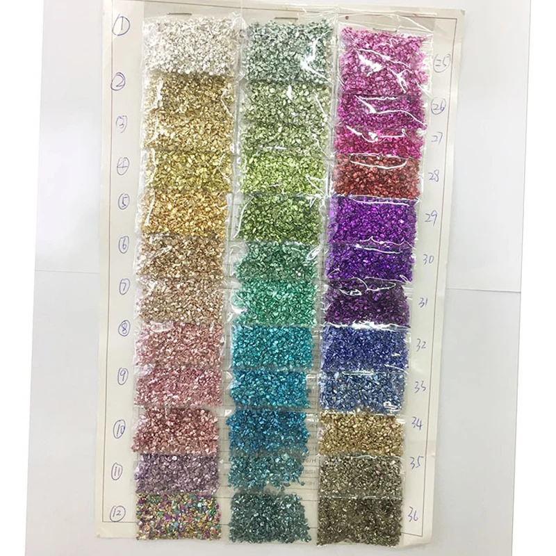 

1 bag 20g 8 Colors 1-2mm Glass Nail Sequins Crushed Powder Irregular stones Flakes Manicure 3D Tips Broken Nail Art Decoration