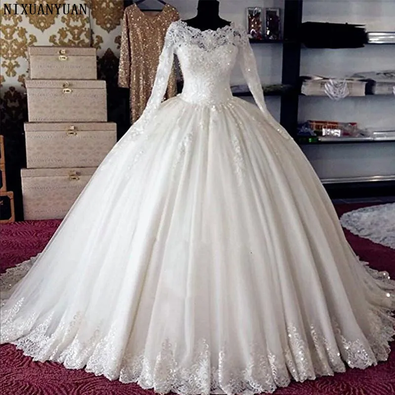 

New Designer Ball Gown Wedding Dresses Turkey Vestidos De Noiva Vintage Wedding Gowns Lace Bride Dress 2019 Long Sleeve Gelinlik