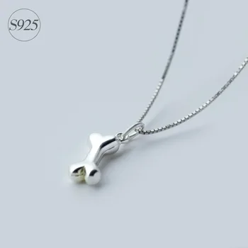 

Real. 925 sterling silver Lucky Dog Bone Pendant Necklace Box Chain 18" GTLX458