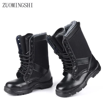 

Leather boots men steel toe safety shoes cotton boots plus size Round Toe Work & Safety motorcycle boot