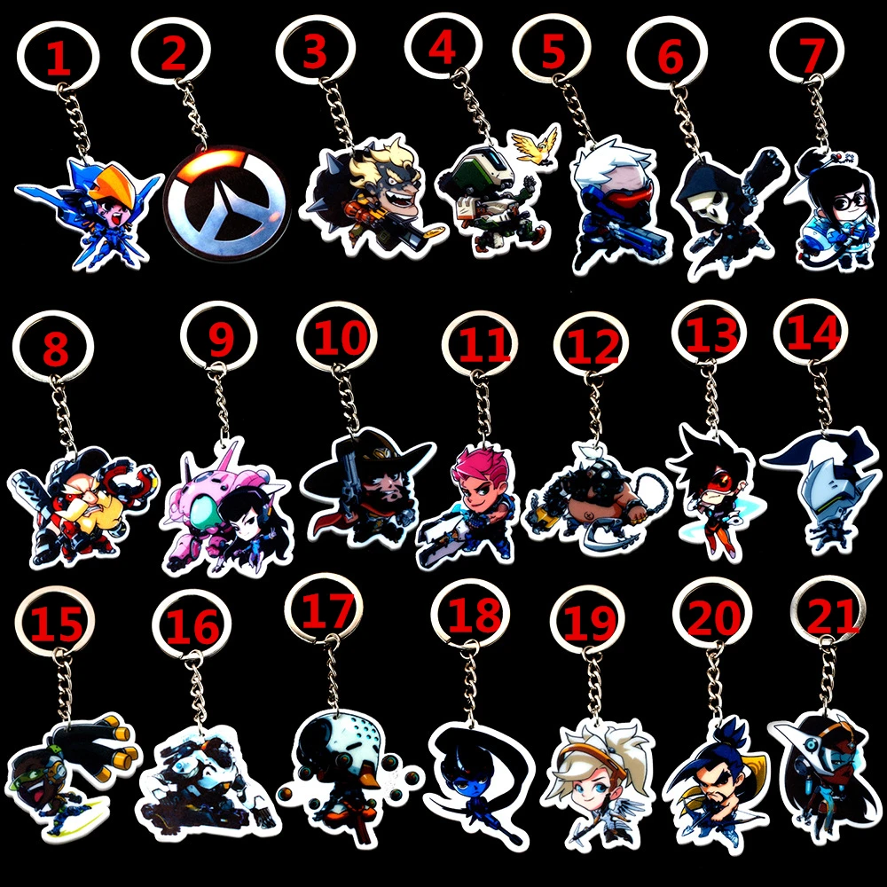 21 тип брелок с рисунком из игры OW Heroes Pharah Mccree Mei Solider 76 Tracer Reaper Брелки Подвеска