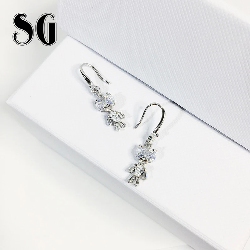 

SG Genuine 100% 925 Sterling Silver Dazzling CZ Honey Bear Drop Earrings for Women Sterling Silver Jewelry Valentine's Day Gift