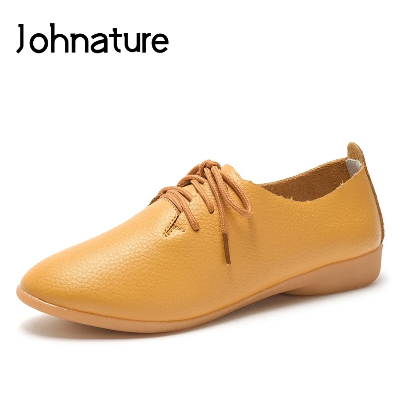 Женские туфли из натуральной кожи Johnature однотонные удобные лодочки на мягкой