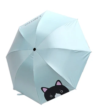 

Black Coating Cartoon Sun Umbrella For Man Women Rain Umbrella Folding Female Umbrellas Sunscreen Anti-UV Student Parasol