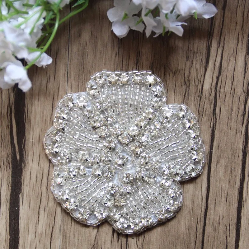 

Free Shipping 10pcs/lot 2.8" Rhinestone Applique Embroidery Patch Wedding Bridal DIY Accessories Rhinestone Patch LSAP011